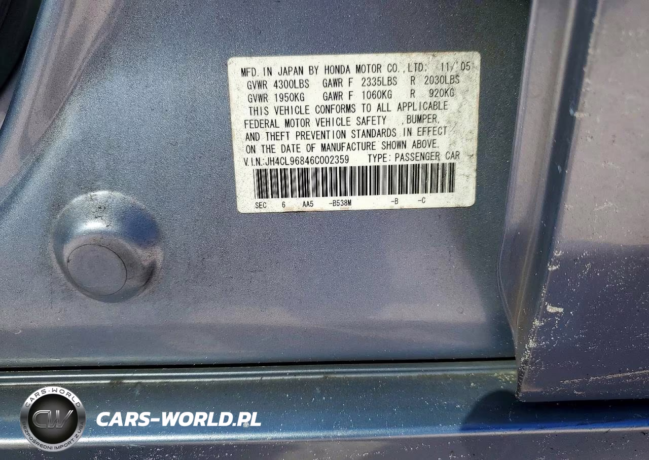 2006 Acura Tsx VIN:JH4CL96846C002359 - 13
