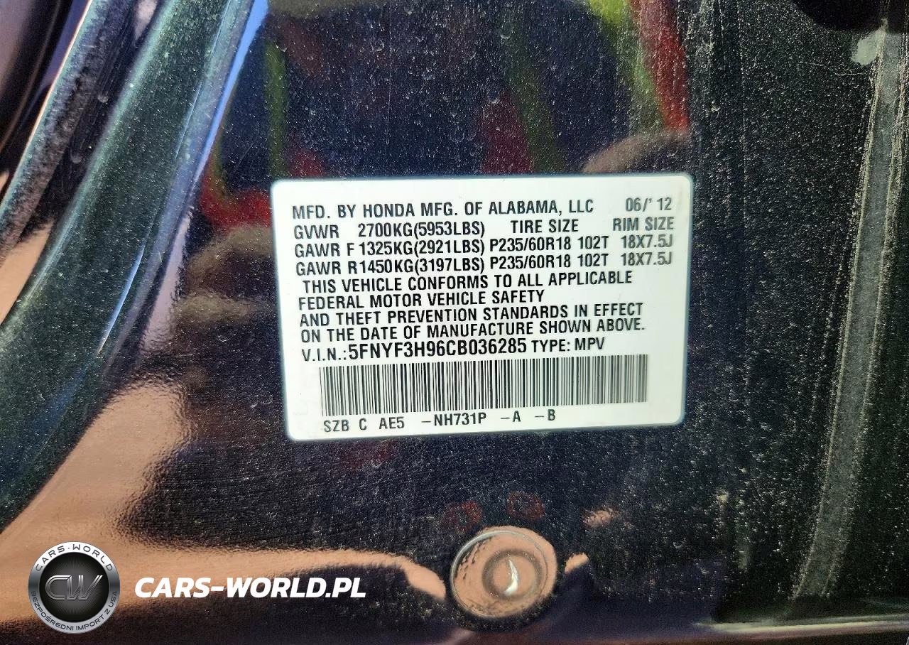 2012 Honda Pilot Touring VIN:5FNYF3H96CB036285 - 14