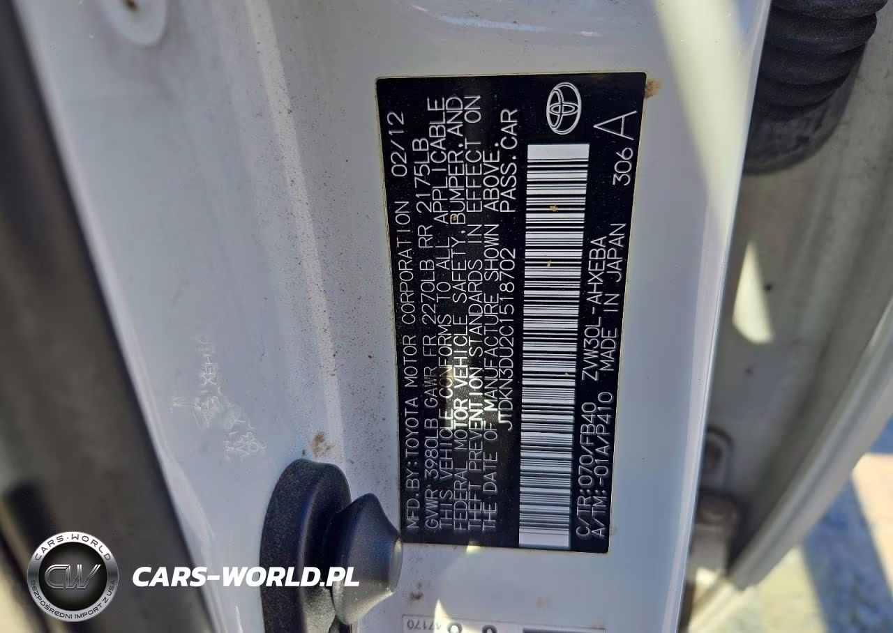 2012 Toyota Prius Two VIN:JTDKN3DU2C1518702 - 12