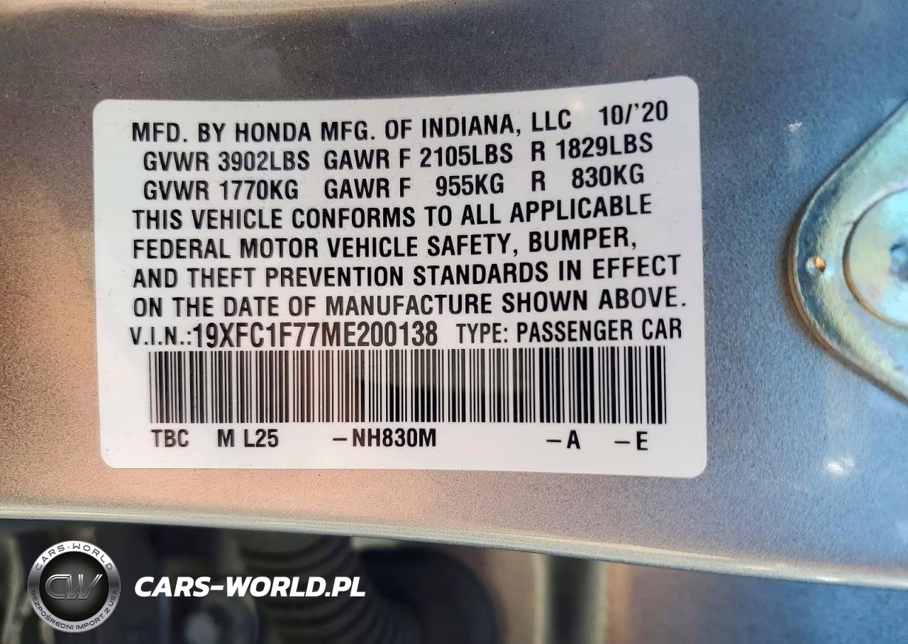 2021 Honda Civic Exl VIN:19XFC1F77ME200138 - 13