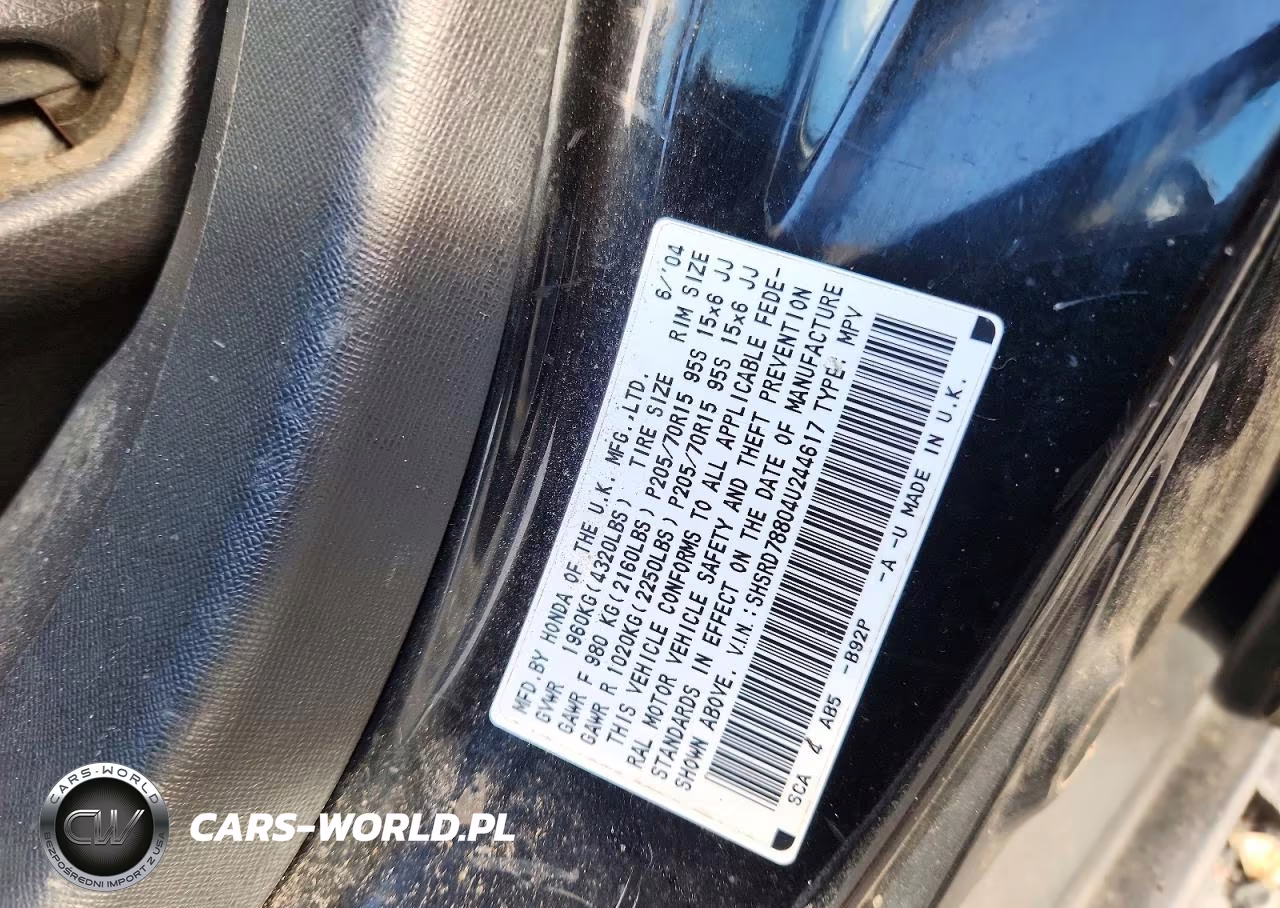 2004 Honda Cr-V Ex VIN:SHSRD78804U244617 - 13