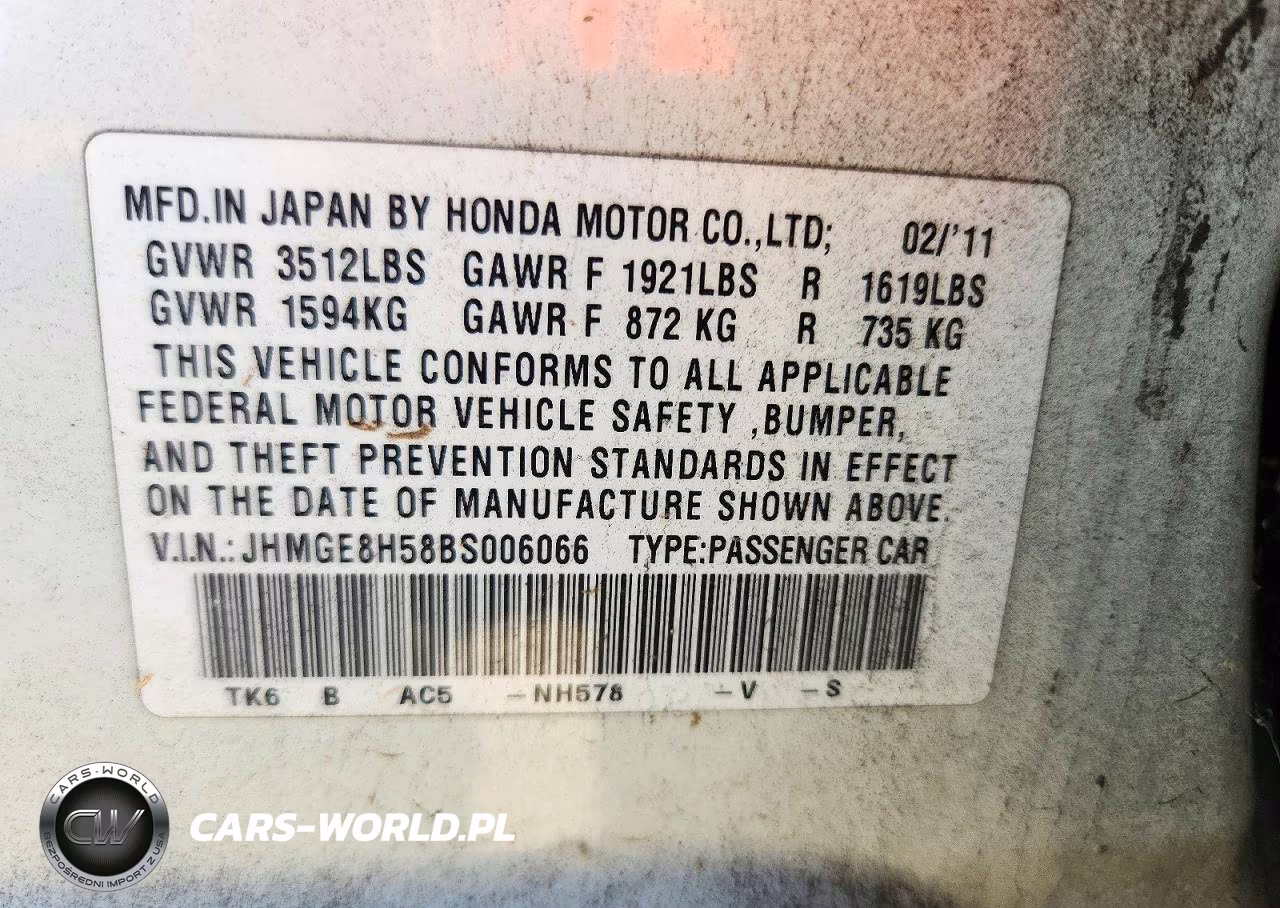 2011 Honda Fit Sport VIN:JHMGE8H58BS006066 - 12
