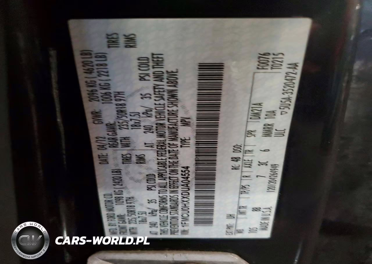 2013 Ford Escape Sel VIN:1FMCU0HXXDUA04554 - 13