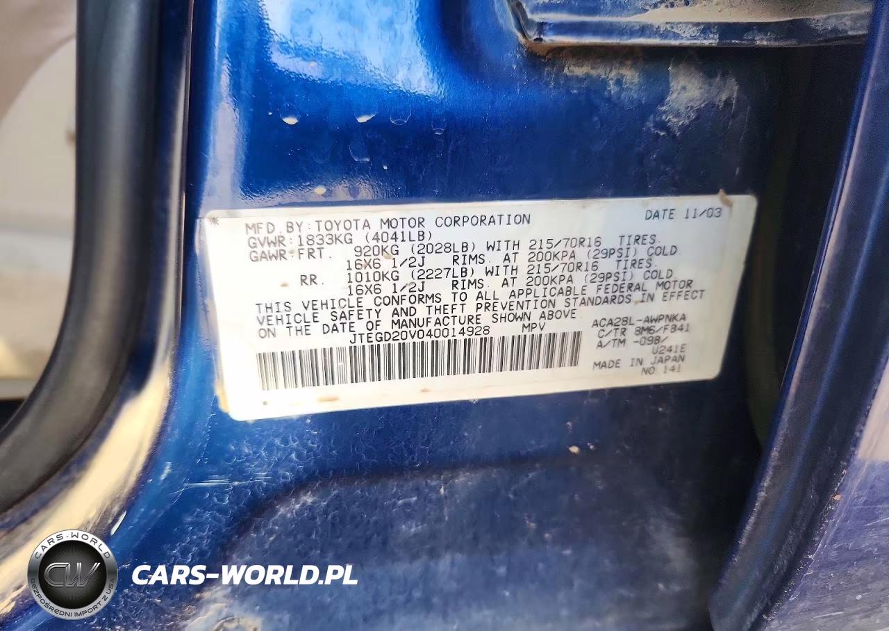2004 Toyota Rav4 Base VIN:JTEGD20V040014928 - 13