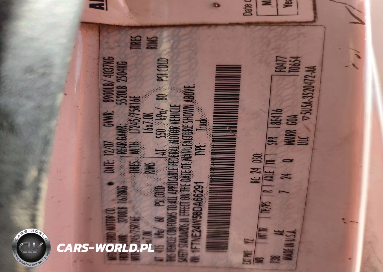 2008 Ford Econoline E250 Van VIN:1FTNE24W58DA66291 - 12