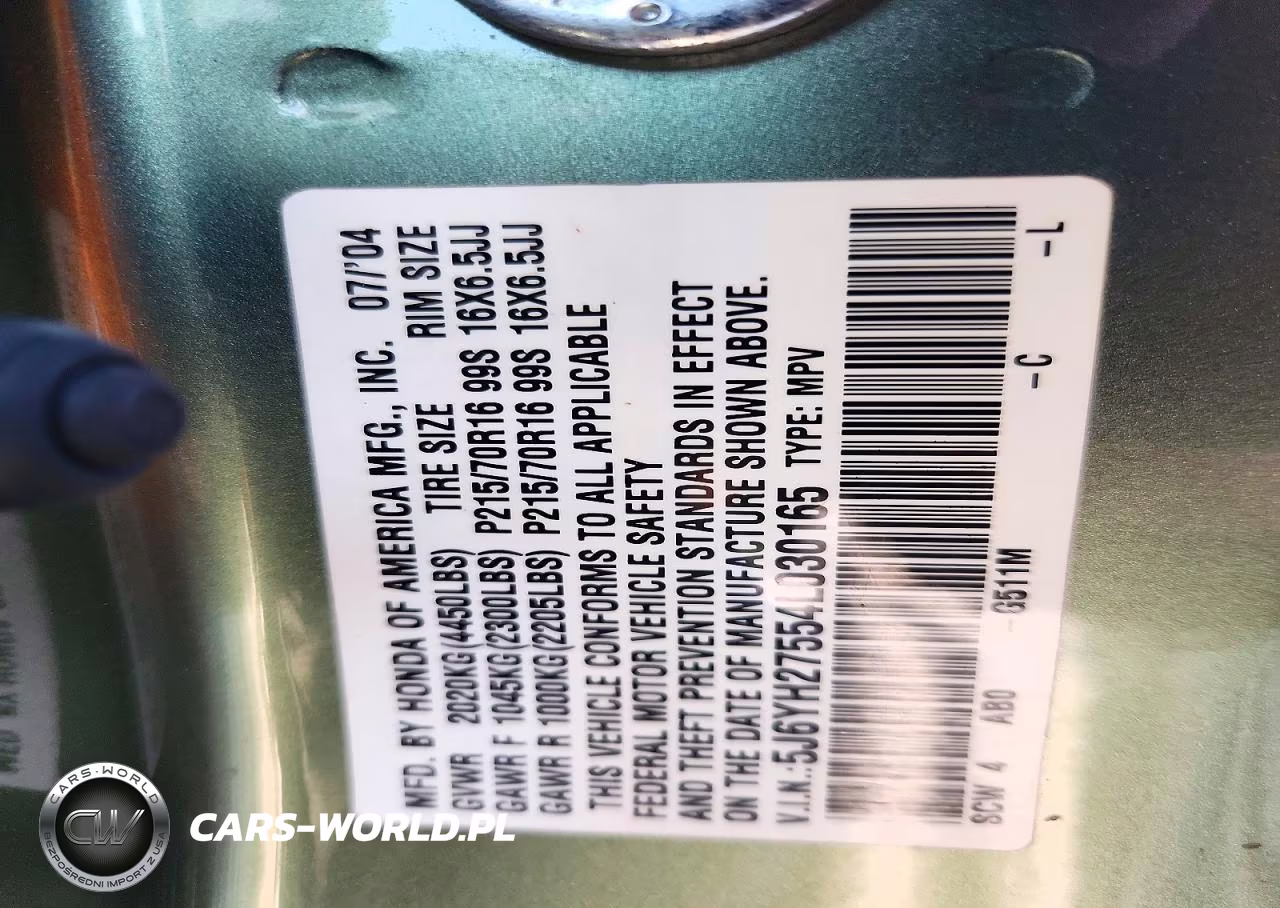 2004 Honda Element Ex VIN:5J6YH27554L030165 - 13