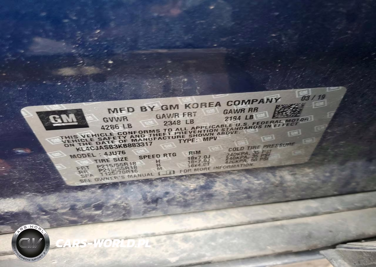 BUICK ENCORE PRE VIN:KL4CJASB3KB883317 - 13