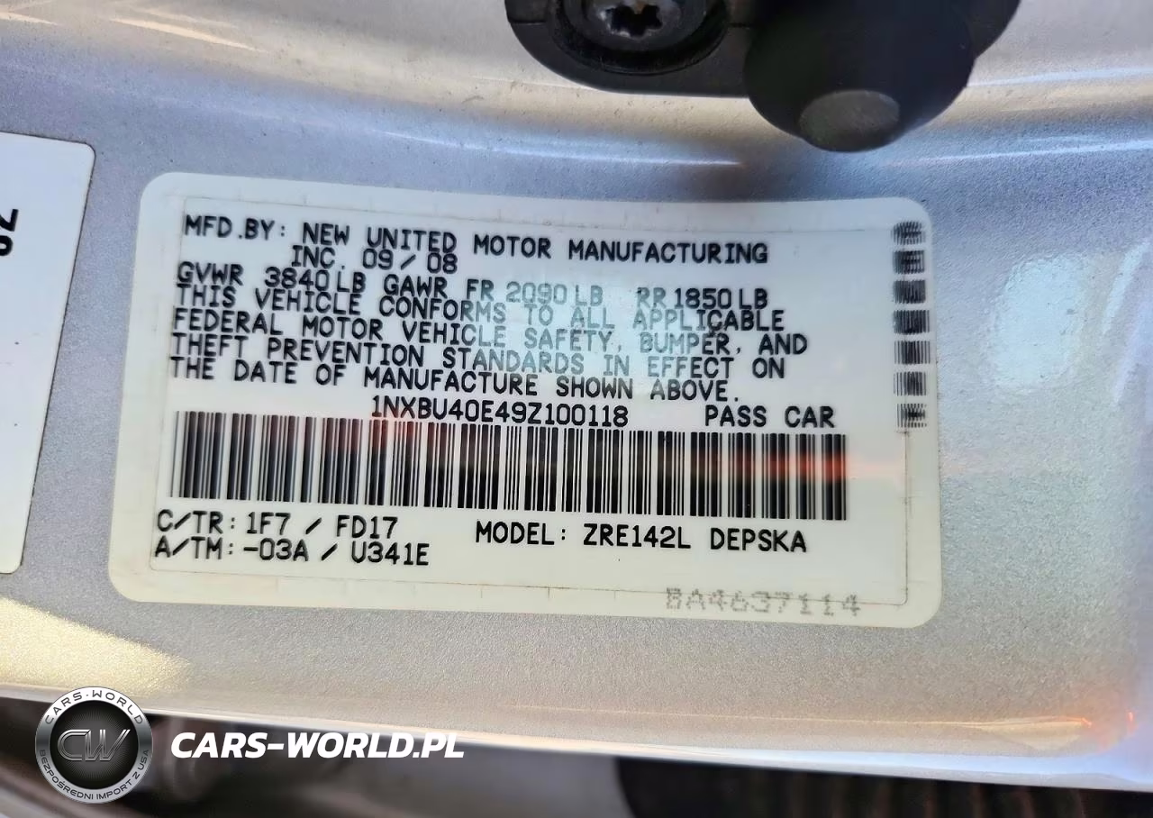 2009 Toyota Corolla Base VIN:1NXBU40E49Z100118 - 12