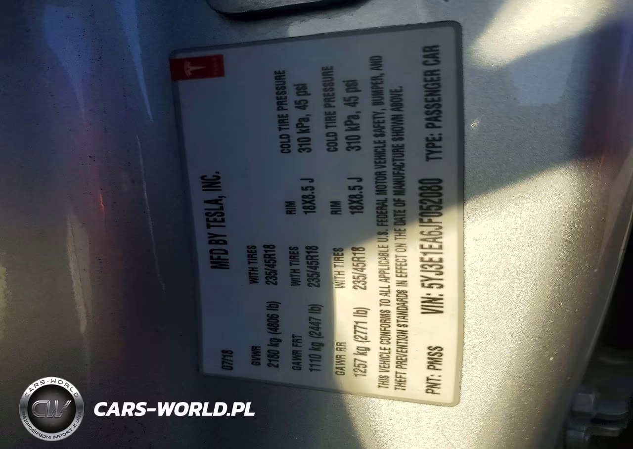2018 Tesla Model 3 VIN:5YJ3E1EA6JF052080 - 13