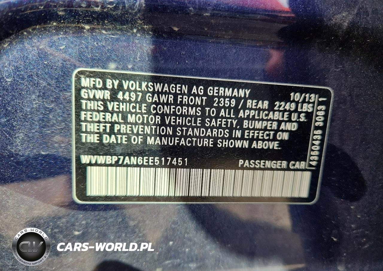 2014 Volkswagen Cc Sport VIN:WVWBP7AN6EE517451 - 12