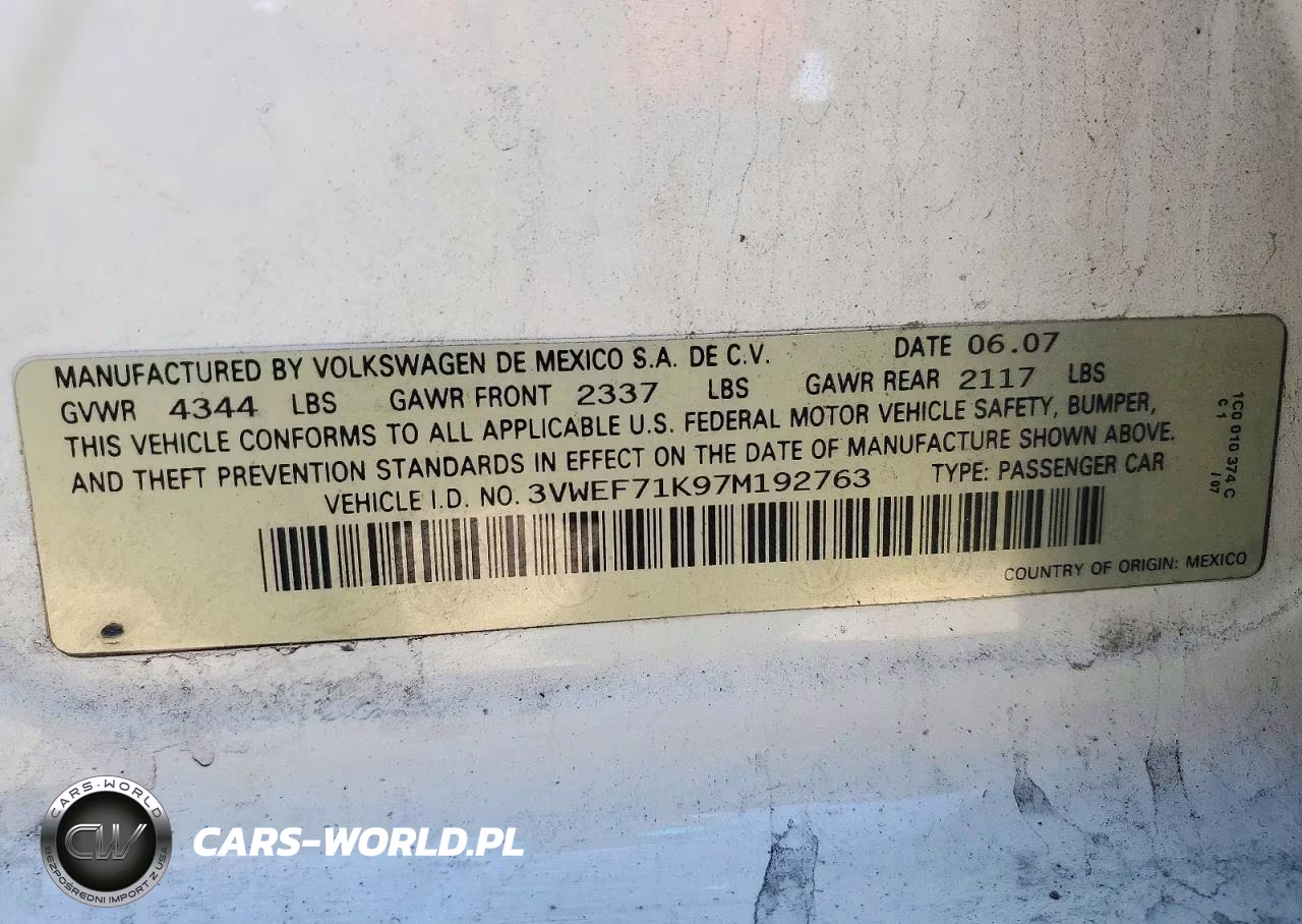 2007 Volkswagen Jetta Wolfsburg VIN:3VWEF71K97M192763 - 13