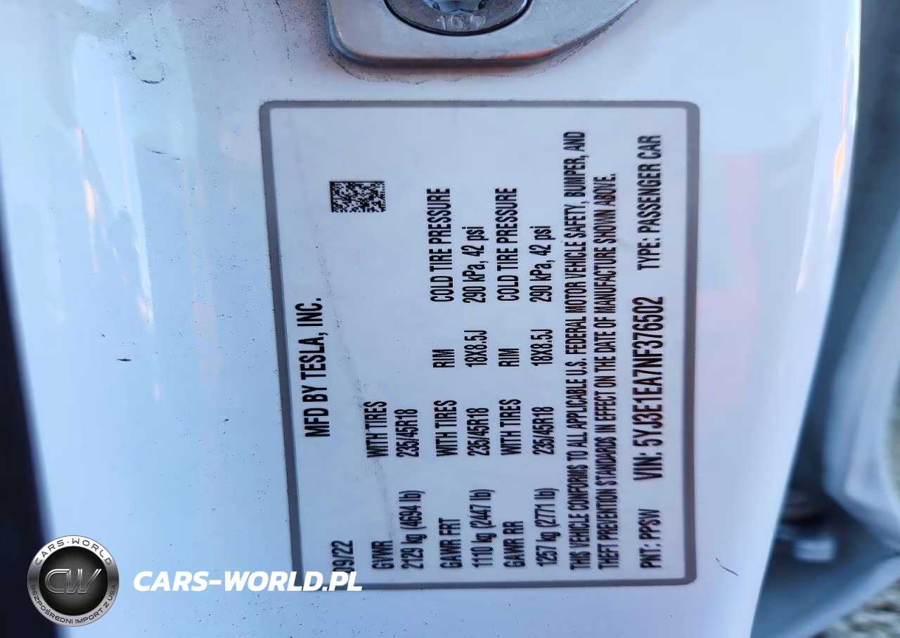 2022 Tesla Model 3 VIN:5YJ3E1EA7NF376502 - 13
