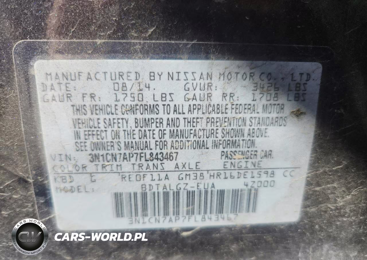2015 Nissan Versa 1.6 Sl VIN:3N1CN7AP7FL843467 - 12
