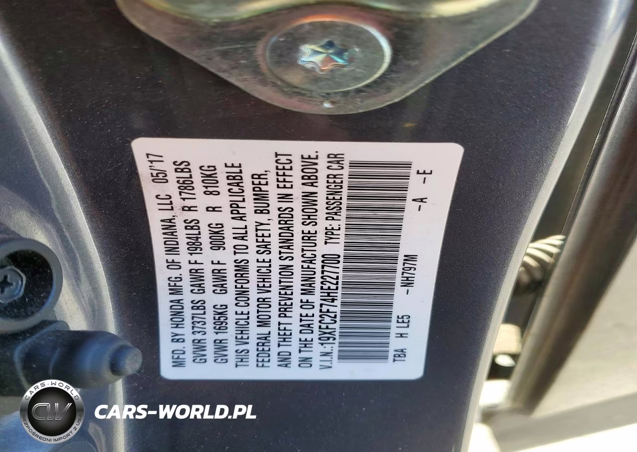 2017 Honda Civic Ex VIN:19XFC2F74HE227700 - 12