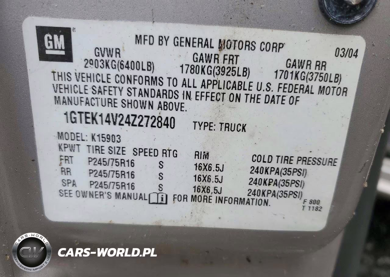 2004 GMC New Sierra K1500 VIN:1GTEK14V24Z272840 - 12