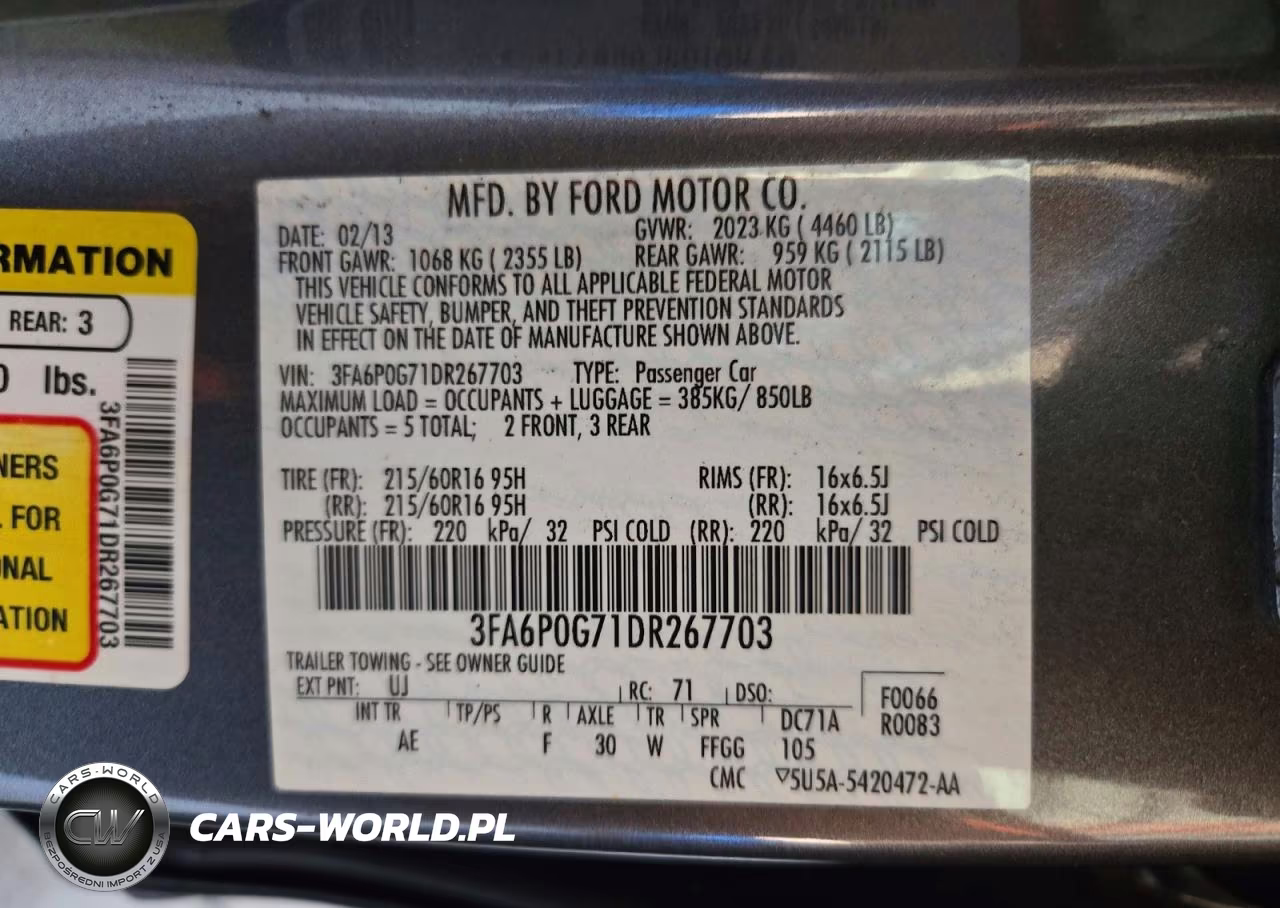 2013 Ford Fusion S VIN:3FA6P0G71DR267703 - 12