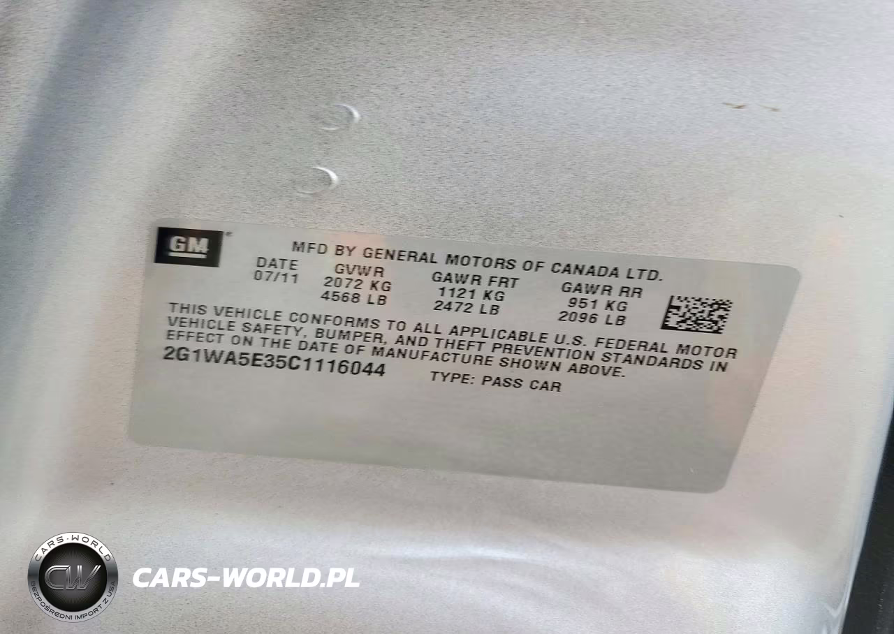 2012 Chevrolet Impala Ls VIN:2G1WA5E35C1116044 - 12