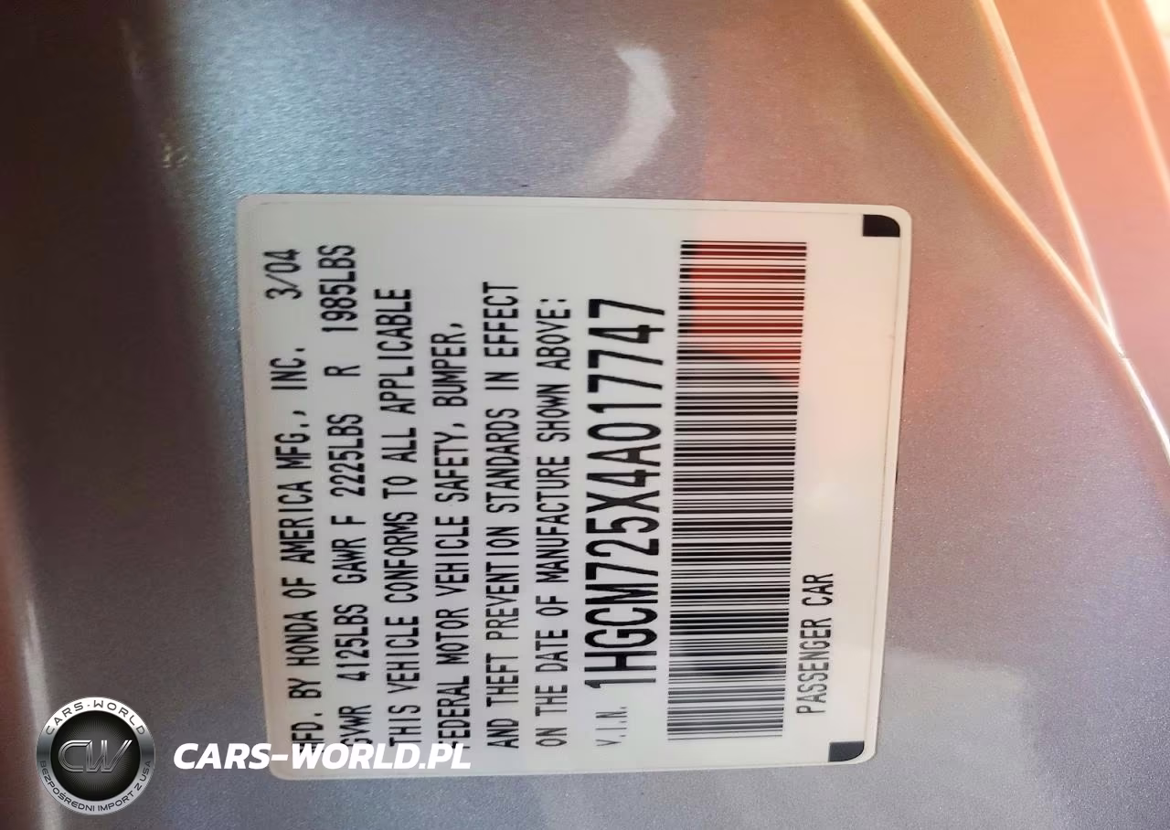 2004 Honda Accord Ex VIN:1HGCM725X4A017747 - 12