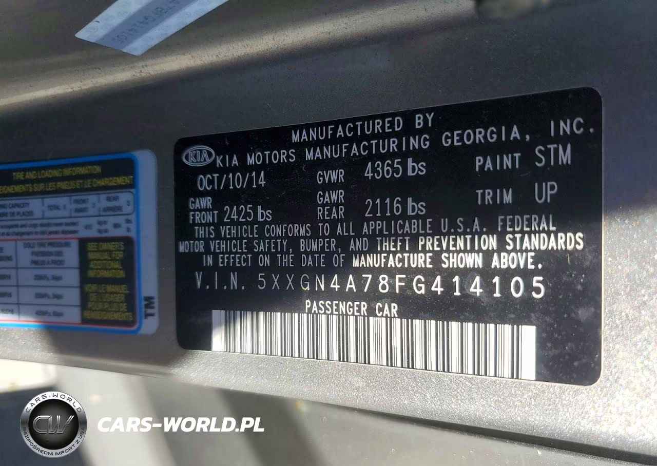 2015 Kia Optima Ex VIN:5XXGN4A78FG414105 - 12