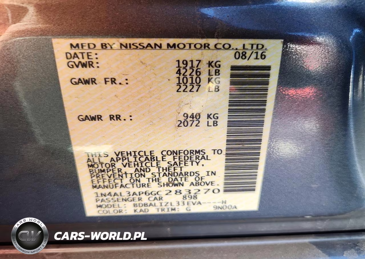 2016 Nissan Altima 2.5 Sv VIN:1N4AL3AP6GC283270 - 12
