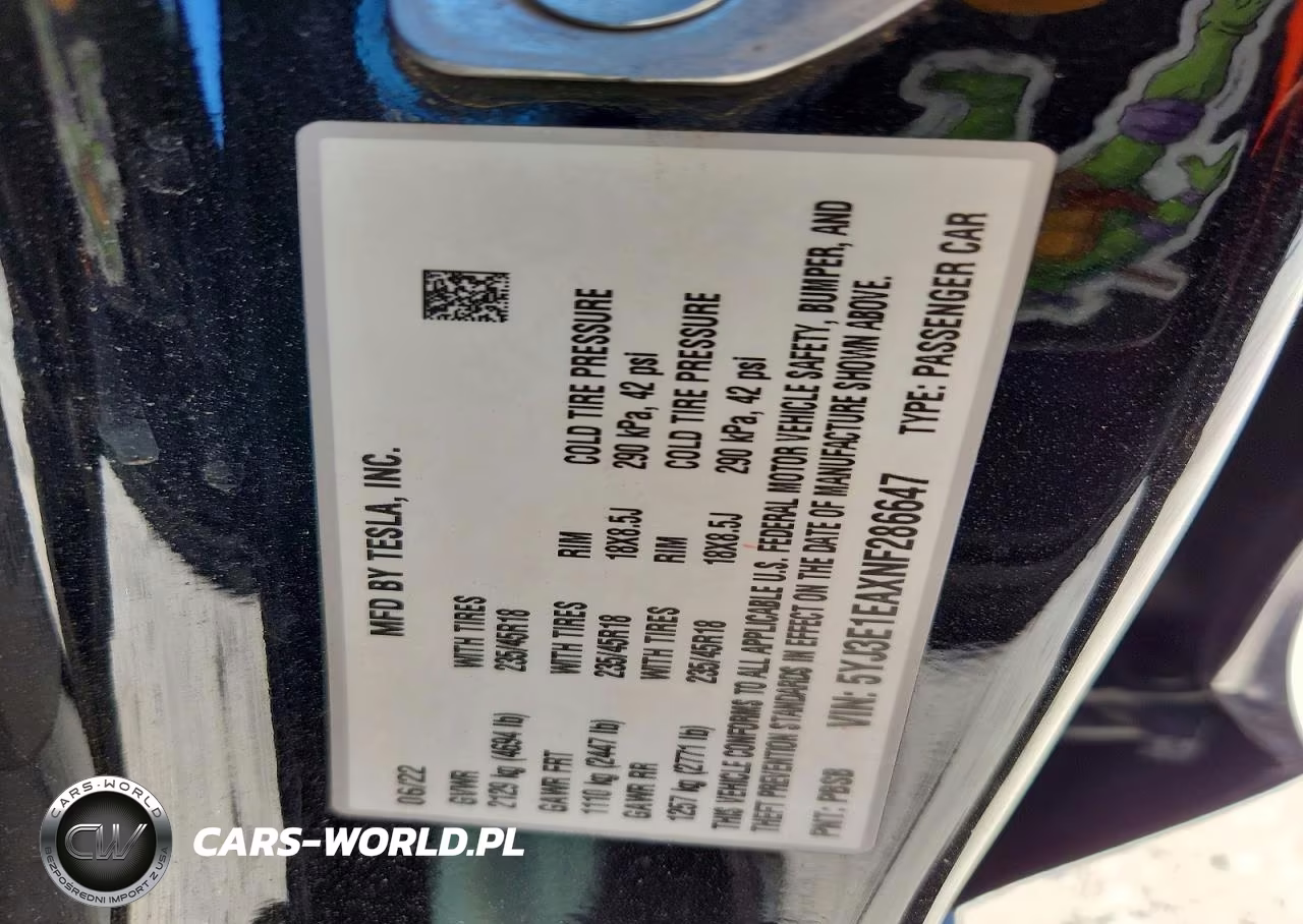 2022 Tesla Model 3 VIN:5YJ3E1EAXNF286647 - 12