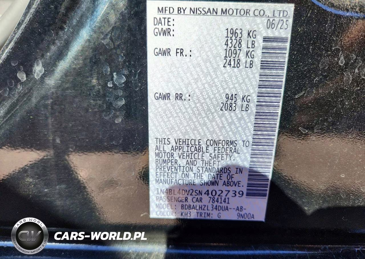 2025 Nissan Altima Sv VIN:1N4BL4DV2SN402739 - 13