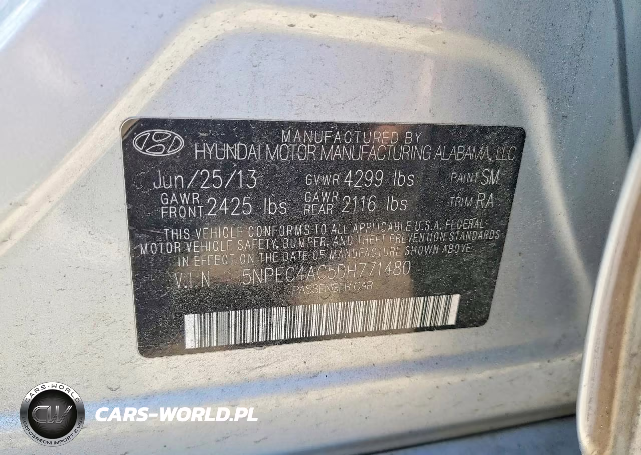 2013 Hyundai Sonata Se VIN:5NPEC4AC5DH771480 - 12