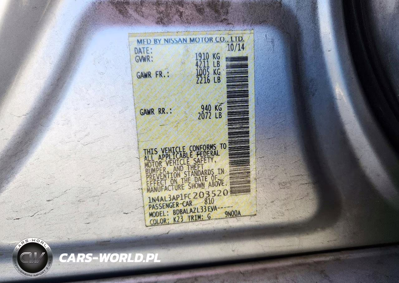 2015 Nissan Altima 2.5 VIN:1N4AL3AP1FC203520 - 12