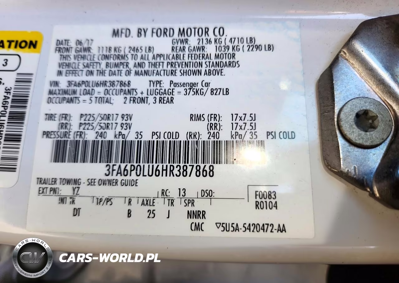 2017 Ford Fusion Se Hybrid VIN:3FA6P0LU6HR387868 - 12