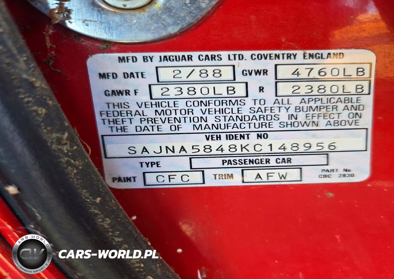 1989 Jaguar Xjs VIN:SAJNA5848KC148956 - 12
