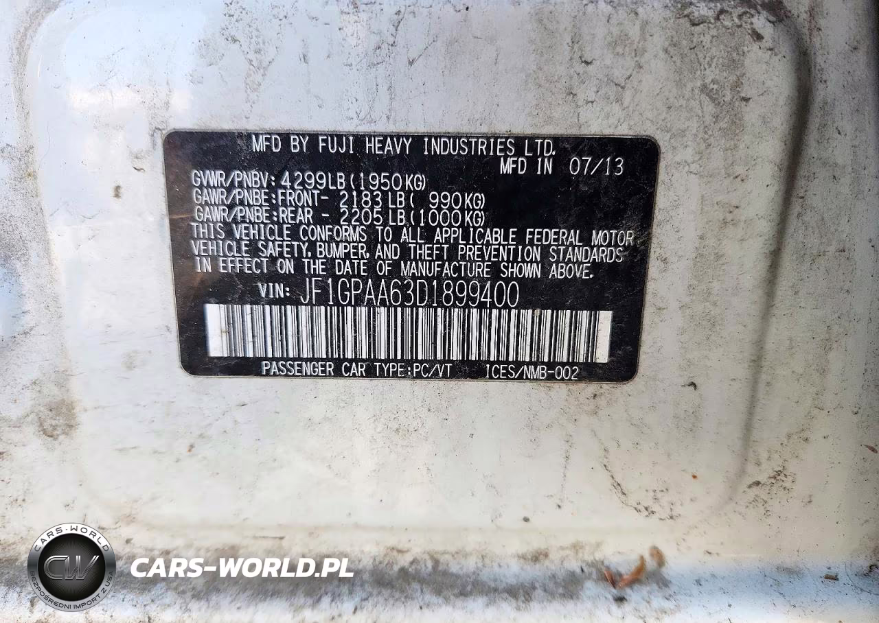 2013 Subaru Impreza VIN:JF1GPAA63D1899400 - 12