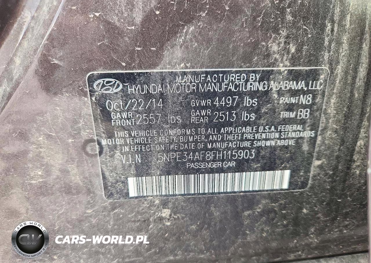 2015 Hyundai Sonata Limited VIN:5NPE34AF8FH115903 - 12