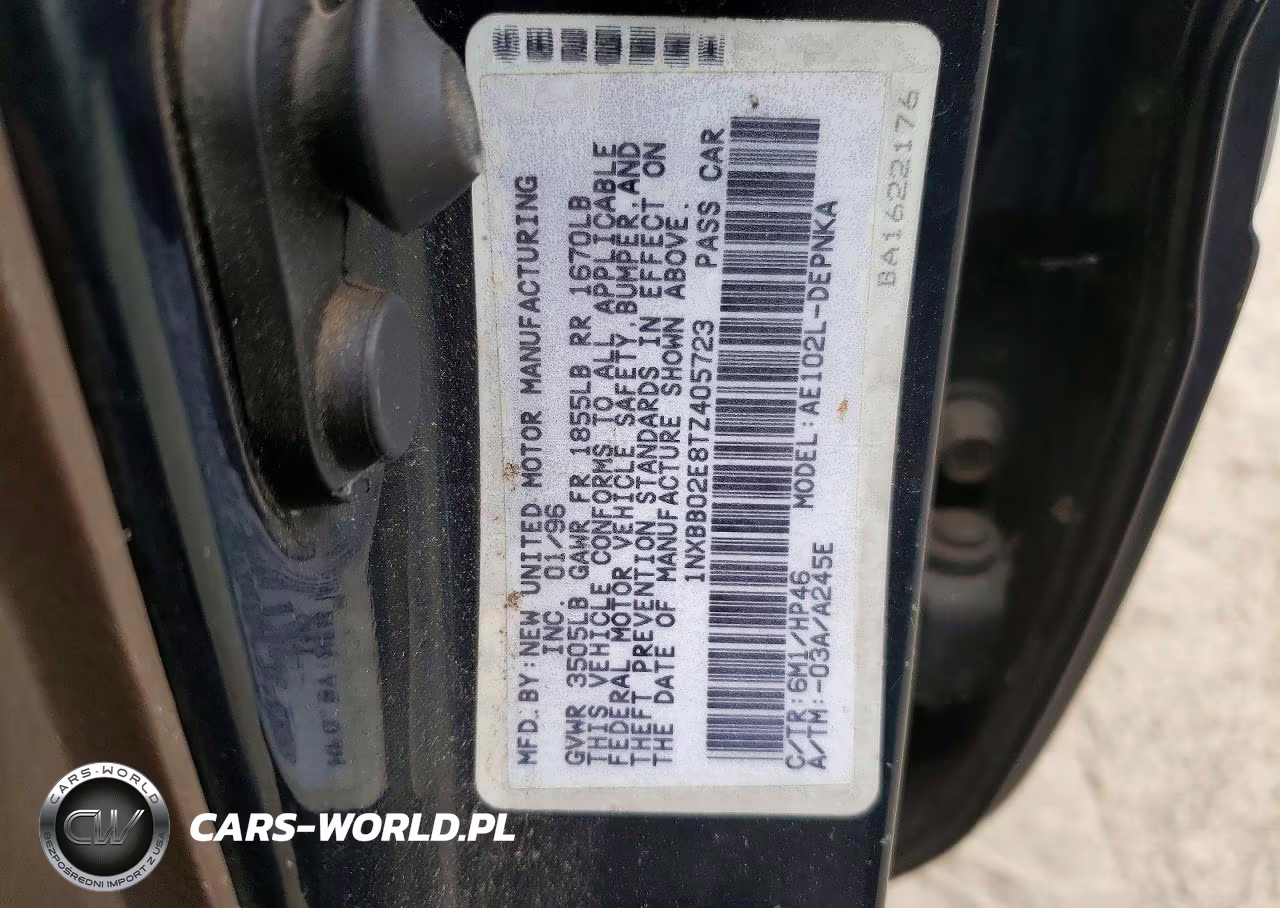 1996 Toyota Corolla Dx VIN:1NXBB02E8TZ405723 - 12