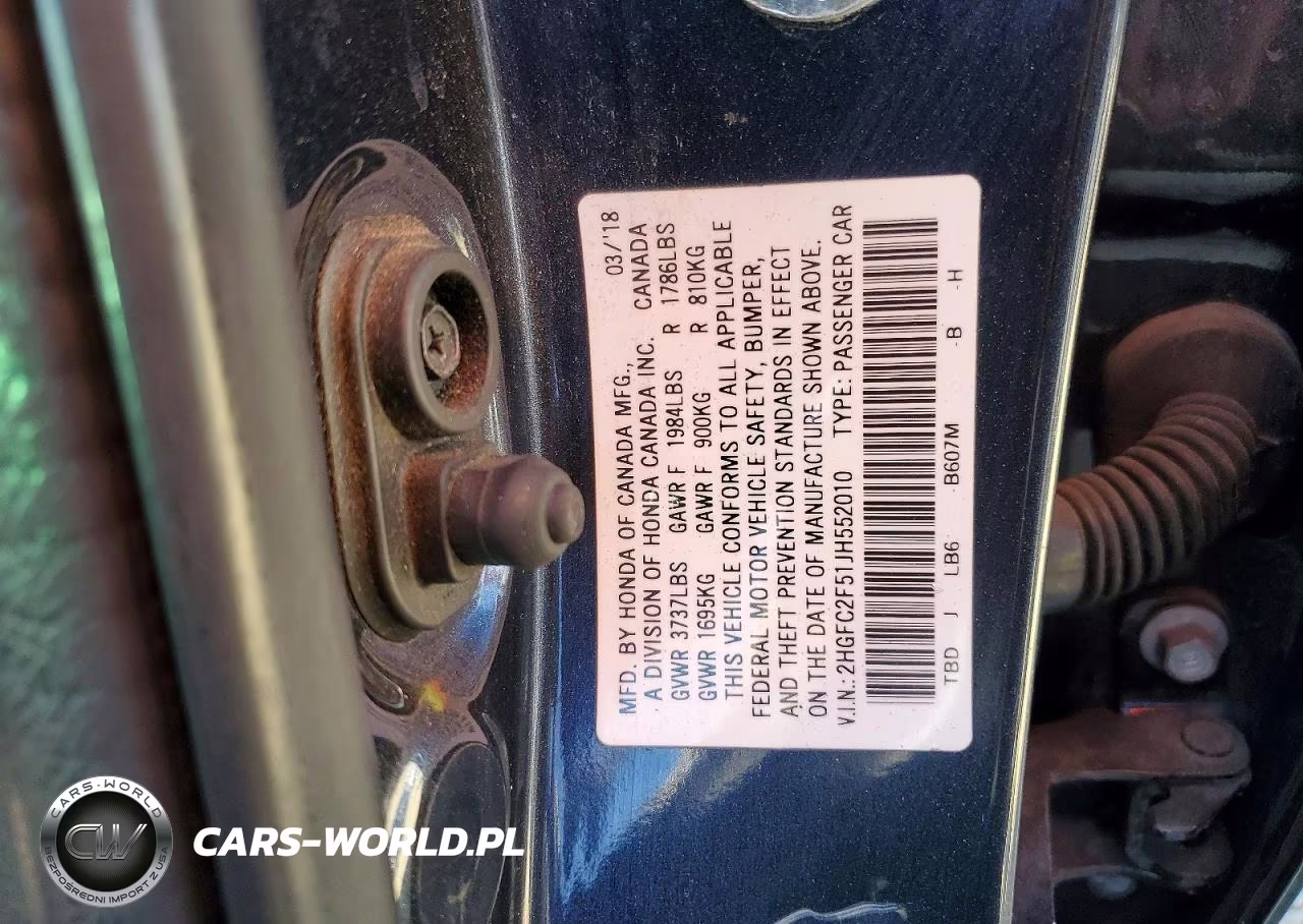 2018 Honda Civic Lx VIN:2HGFC2F51JH552010 - 12
