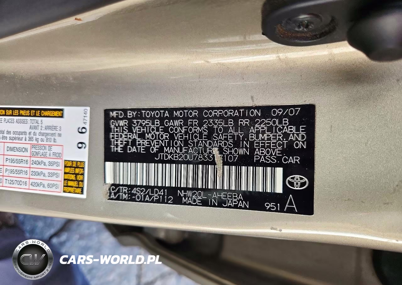 2008 Toyota Prius Touring VIN:JTDKB20U783317107 - 12
