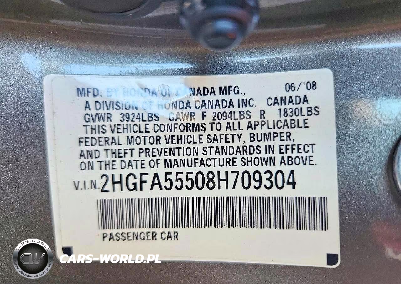 2008 Honda Civic Si VIN:2HGFA55508H709304 - 12