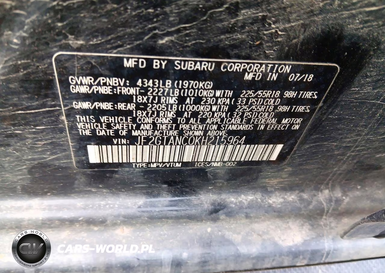 2019 Subaru Crosstrek Limited VIN:JF2GTANC0KH215964 - 12