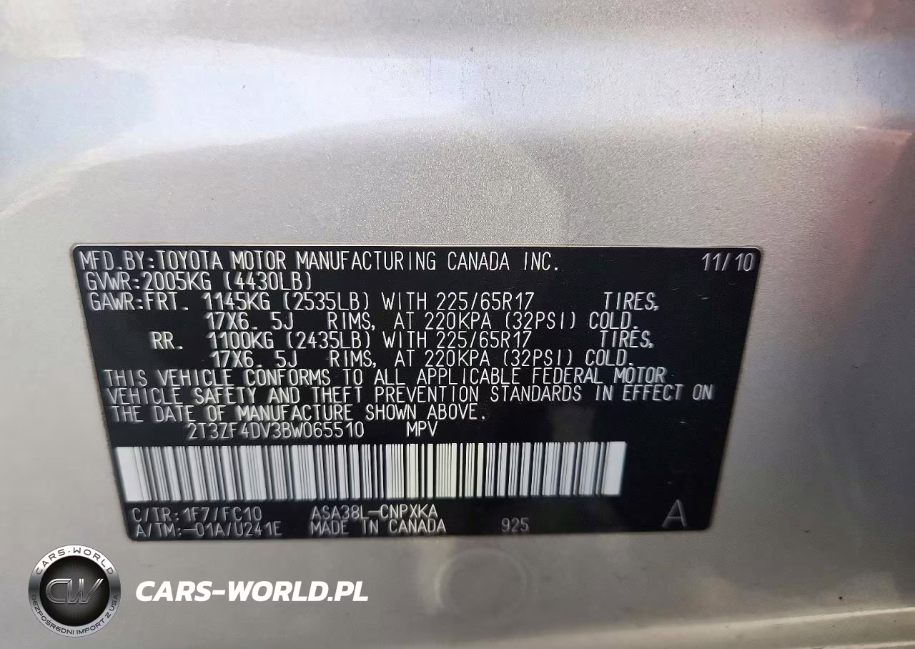 2011 Toyota Rav4 Base VIN:2T3ZF4DV3BW065510 - 13