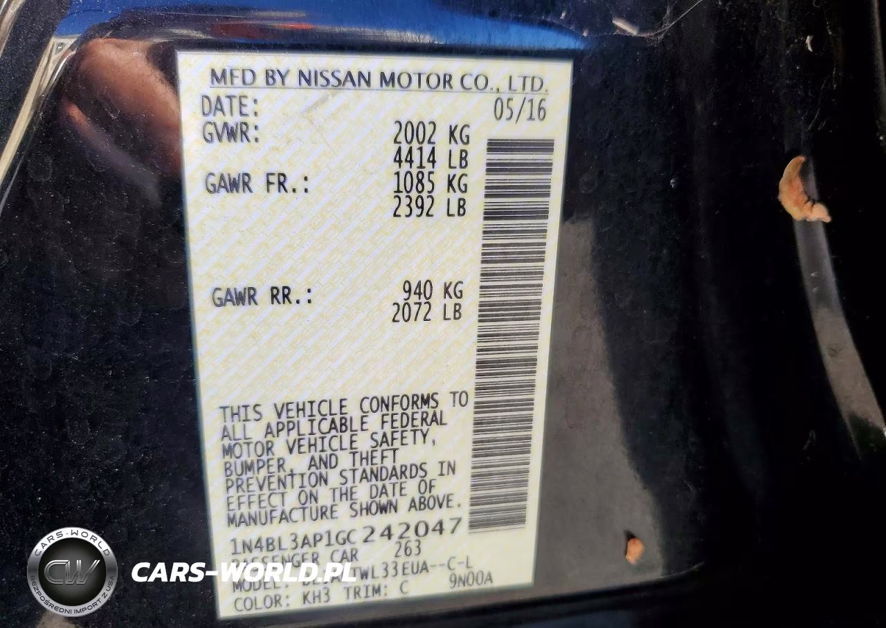 2016 Nissan Altima 3.5 Sl VIN:1N4BL3AP1GC242047 - 12