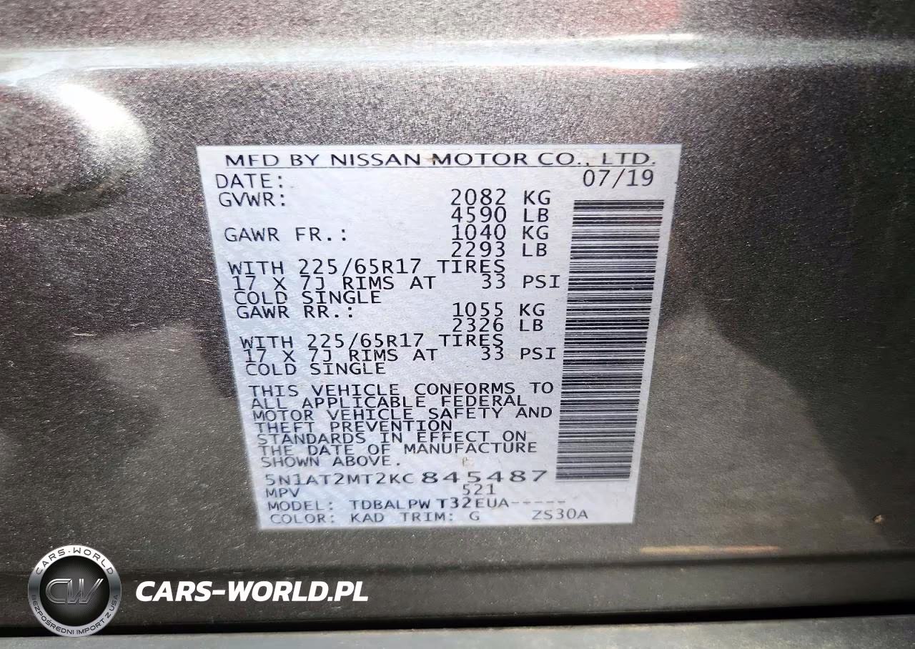 2019 Nissan Rogue S VIN:5N1AT2MT2KC845487 - 13