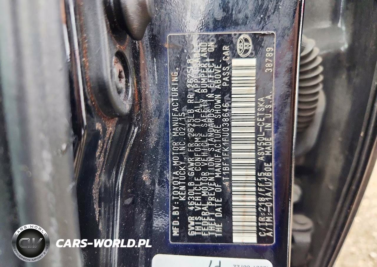 2015 Toyota Camry Se VIN:4T1BF1FK1FU038646 - 12