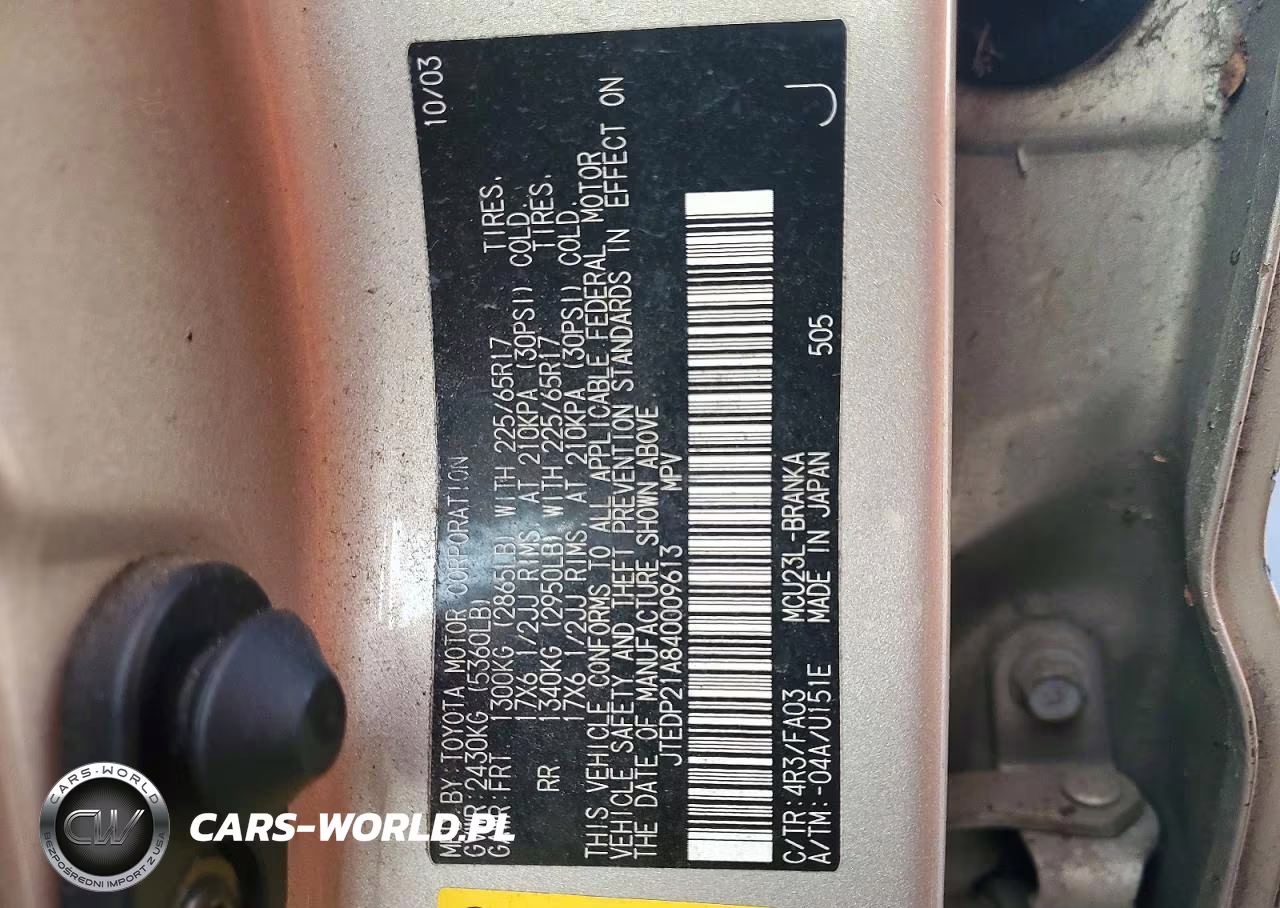 2004 Toyota Highlander Limited VIN:JTEDP21A840009613 - 12