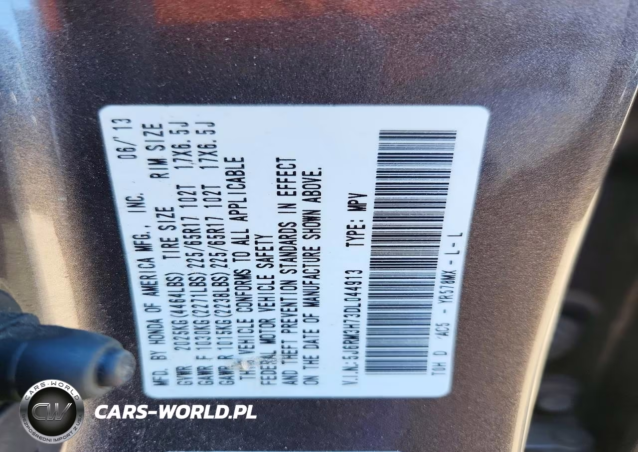 2013 Honda Cr-V Exl VIN:5J6RM3H73DL044913 - 13