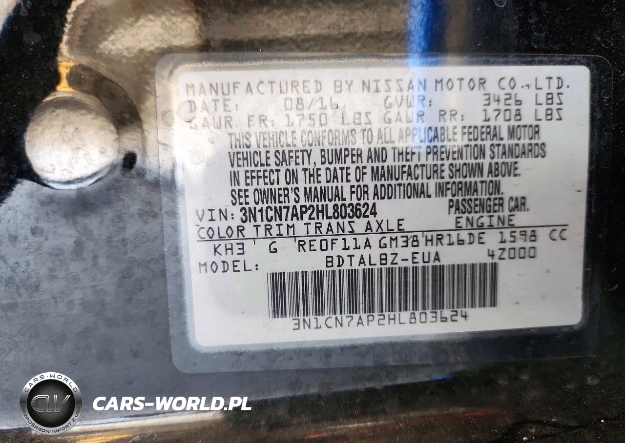 2017 Nissan Versa 1.6 S VIN:3N1CN7AP2HL803624 - 13
