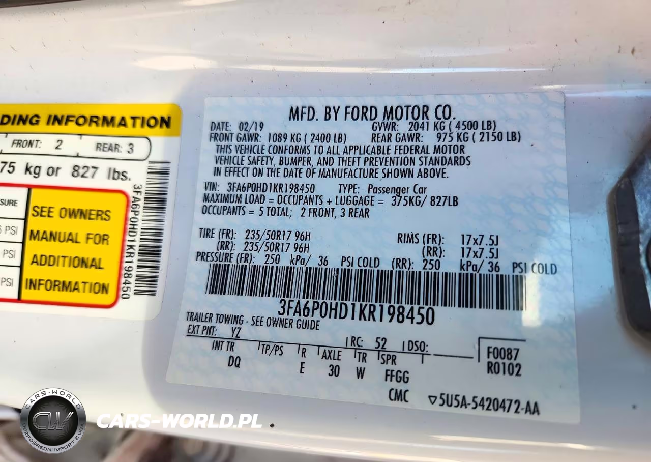 2019 Ford Fusion Se VIN:3FA6P0HD1KR198450 - 12