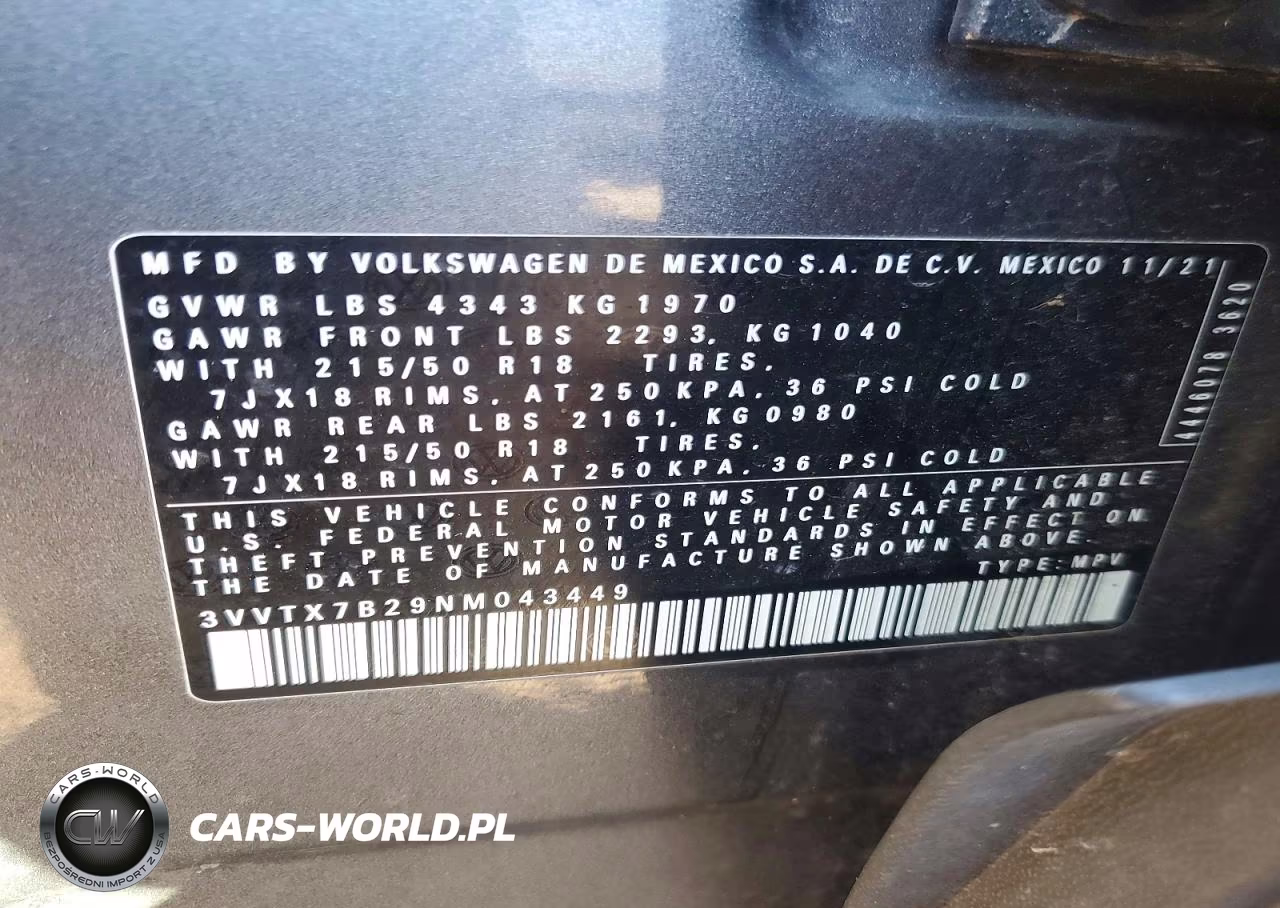 2022 Volkswagen Taos Se VIN:3VVTX7B29NM043449 - 14