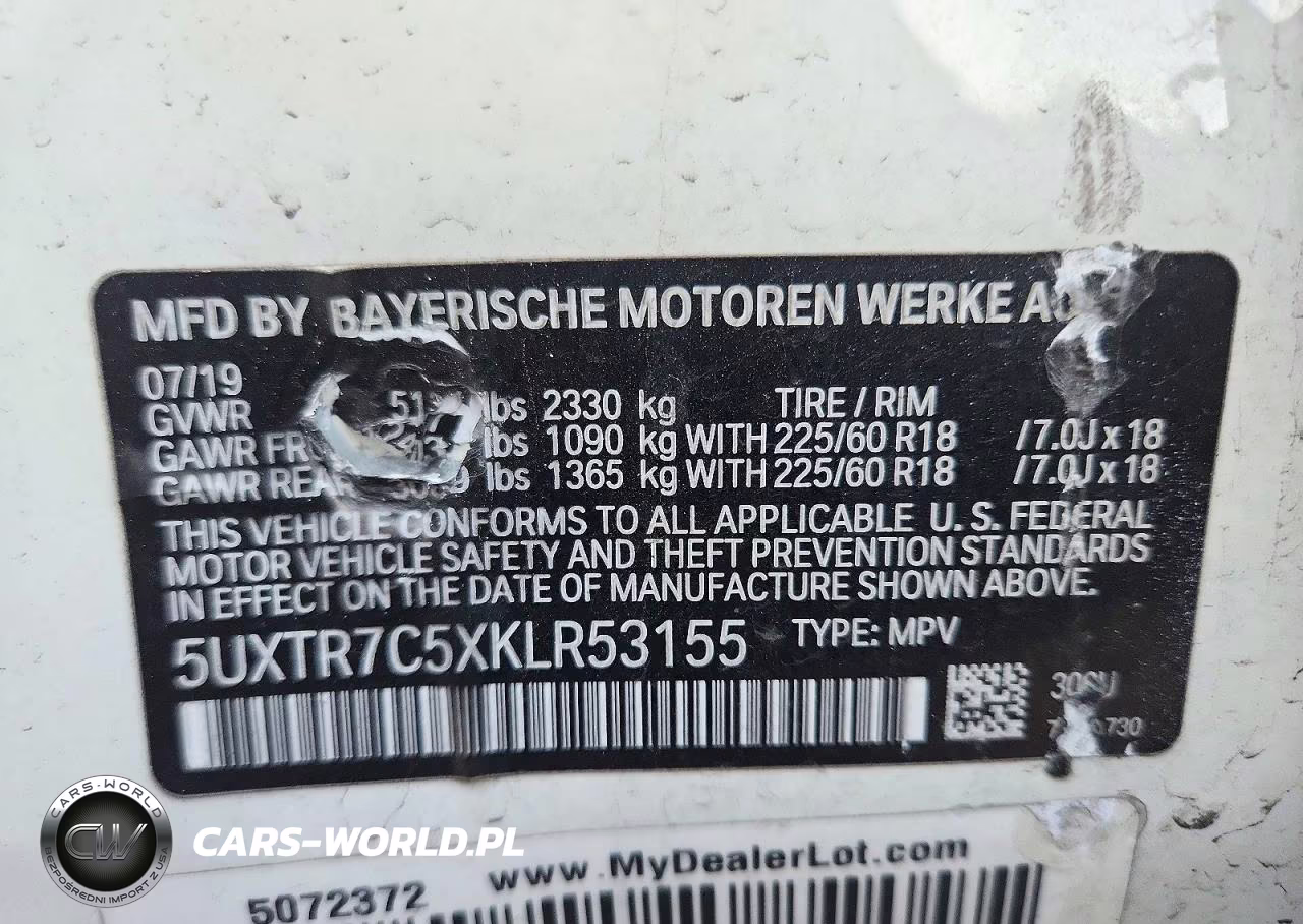2019 BMW X3 Sdrive30I VIN:5UXTR7C5XKLR53155 - 13
