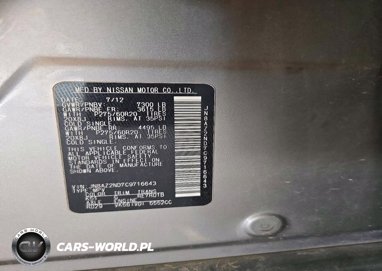 2012 Infiniti Qx56 Base VIN:JN8AZ2ND7C9716643 - 13