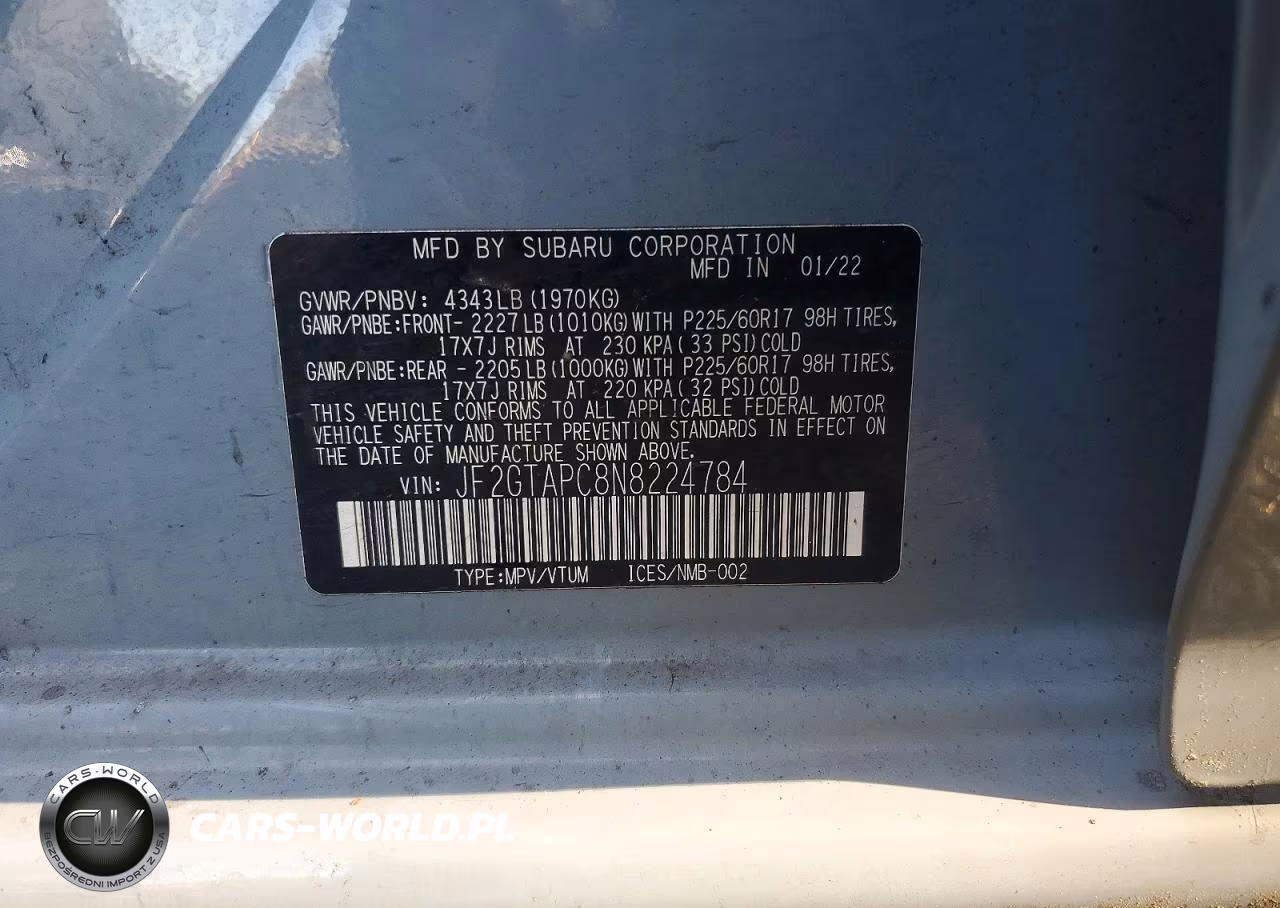 2022 Subaru Crosstrek Premium VIN:JF2GTAPC8N8224784 - 13