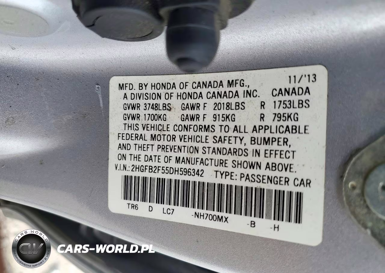 2013 Honda Civic Lx VIN:2HGFB2F55DH596342 - 12